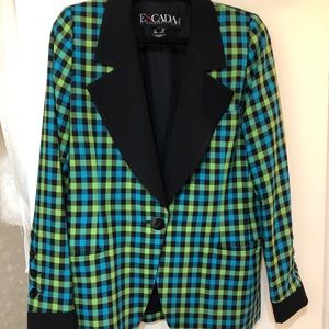 Vintage Escada wool blazer. Spectacular color combo and gorgeous cut.